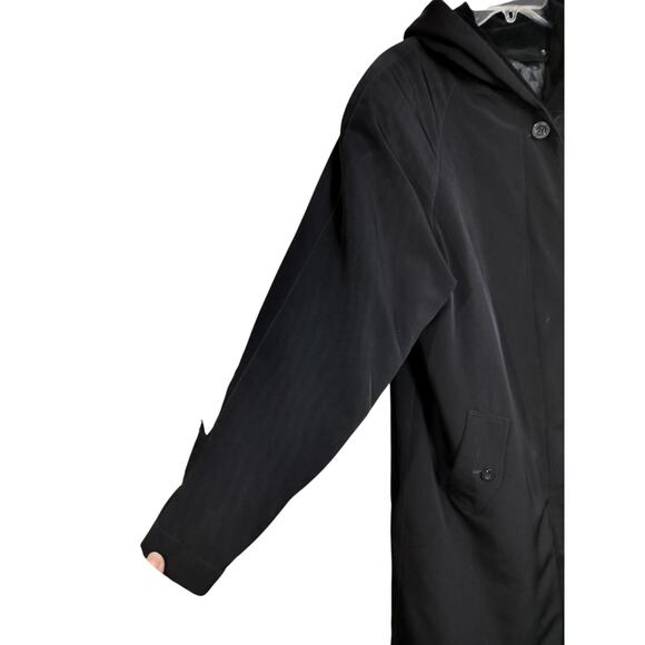 4410)Vtg 80s New York Harbor  Andrea Black Velvet Hooded Removable Liner Coat 16 - Picture 6 of 12